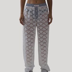 Chic White Lace Straight Leg Pants